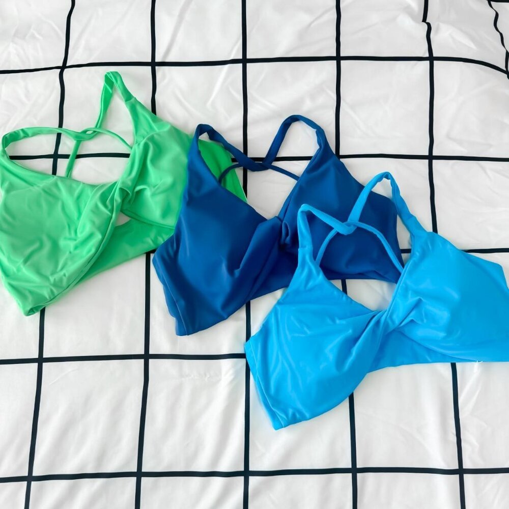 NWT "Blue Crush Trio" Twisted Front Sports Bra Bundle Size S